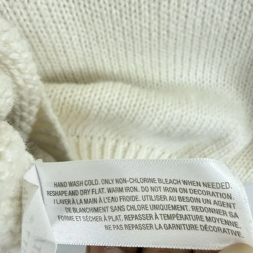 Old Navy Sweater Jumper Small PetiteFair Isle Cream Gray Knit Sequins Loose Fit